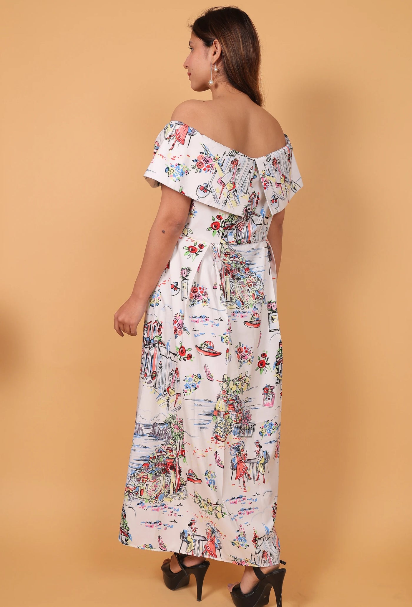 Destiny by Anjali's Modern Sketch - Pan Collared Dress, a fusion of elegance and contemporary style. Crafted from premium cotton fabric, featuring a charming Peter Pan collar and adorned with a modern flower and sketch pattern. Experience comfort, sophistication, and breezy coolness in this summer essential.