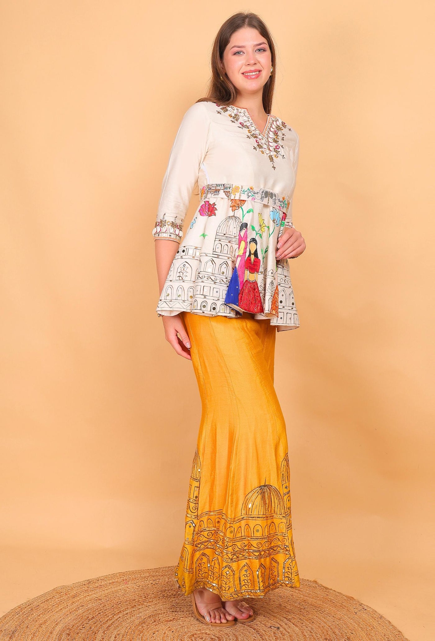 Elysium Royal - Hand embroidered kurta-with flared pants