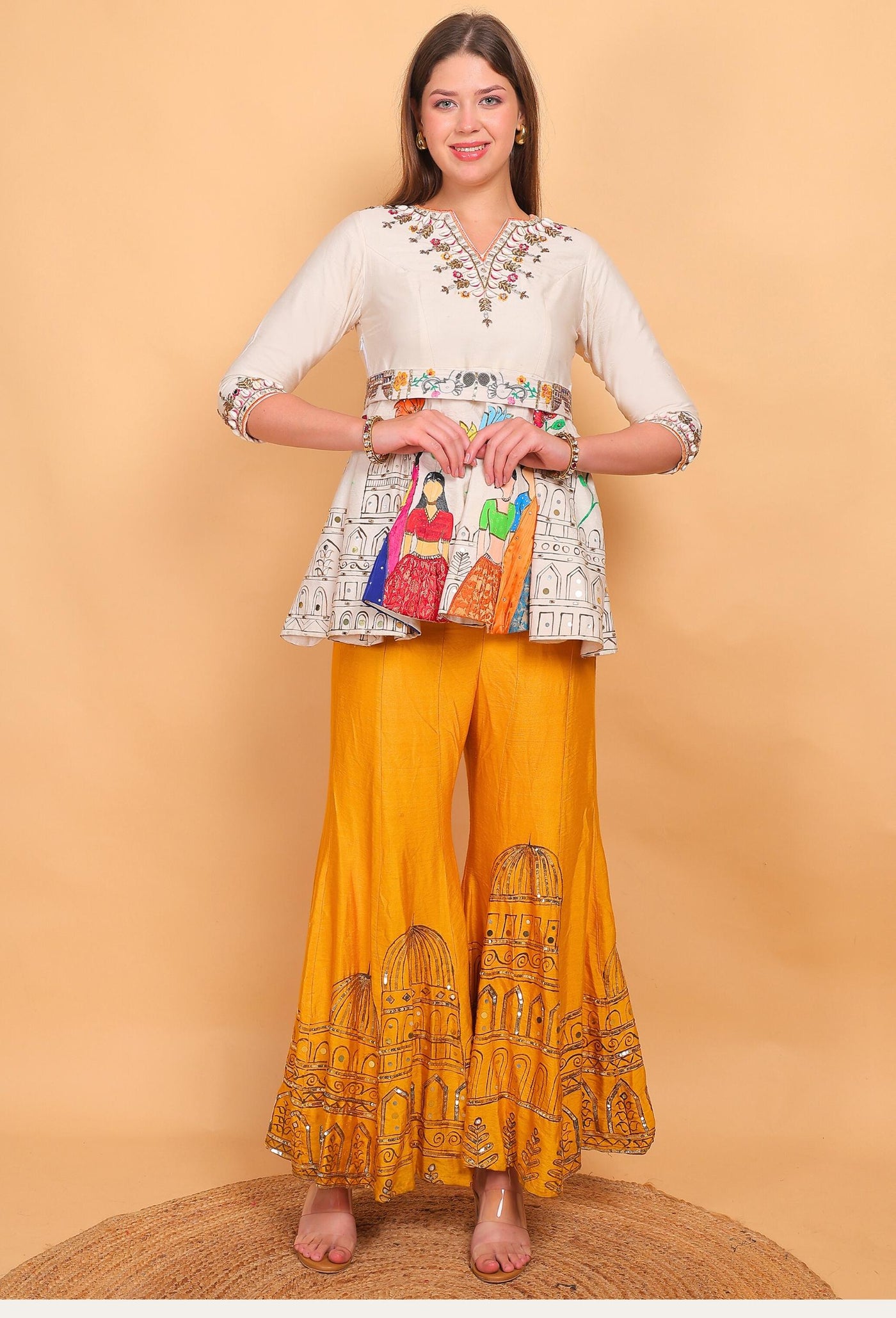 Elysium Royal - Hand embroidered kurta-with flared pants