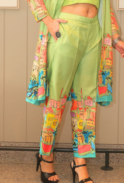 Introducing Avian Fantasia, a destiny by anjali. This jacket and crop top set features a unique avian fantasia design and is made from smooth, comfortable cotton linen fabric - perfect for summer. Embrace a modern, western style and stay cool and breezy all season long. Elevate your wardrobe with this exclusive and elegant set.