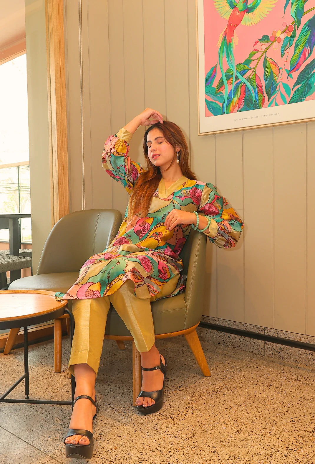 Indulge in the luxurious Ishq-e-rang Camisole Kurti Set from Destiny by Anjali. Made with passion and crafted from a smooth and breathable cotton silk fabric, this set features a perfect blend of elegance and comfort. Its vibrant colors resemble the beautiful shades of love, making it the perfect choice for a stylish and chic summer look. The fabric has a self shiny look which embraces in natural lighting.