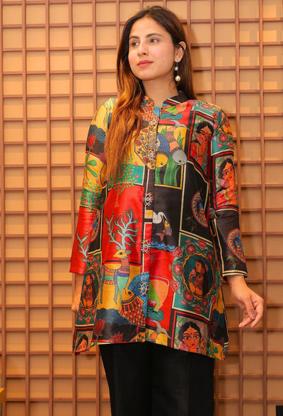 <p>Indulge in luxury with our Mythic Madhubani coord set, designed by Destiny by Anjali. Made with high-quality cotton silk fabric, this modern coord set brings a unique twist on traditional madhubani designs. Perfect for summer events, its classic look and flared pants with intricate designs will make you stand out. Experience the exquisite blend of rural charm with a touch of elegance in this exclusive coord set.</p> <p>&nbsp;</p>