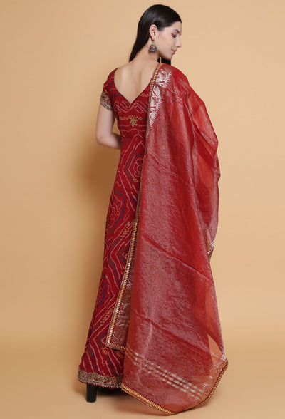 Bandhani Long Suit with Pure Silk Dupatta