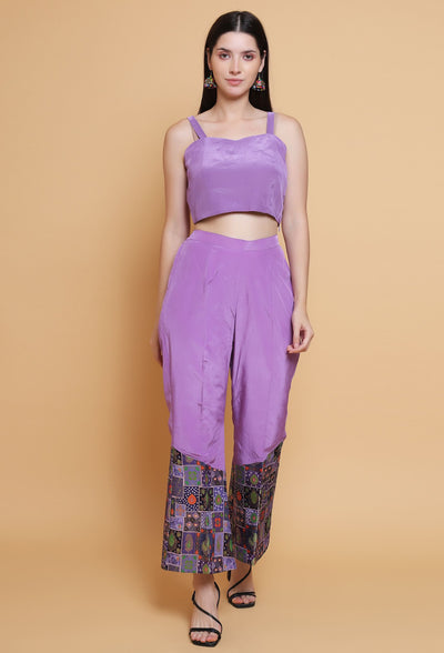Destiny By Anjali Twitch Purple Jacket Style Coord Set - Jacquard Silk Three-Piece Ensemble